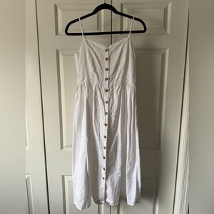 H&M White Button-Front Midi Dress